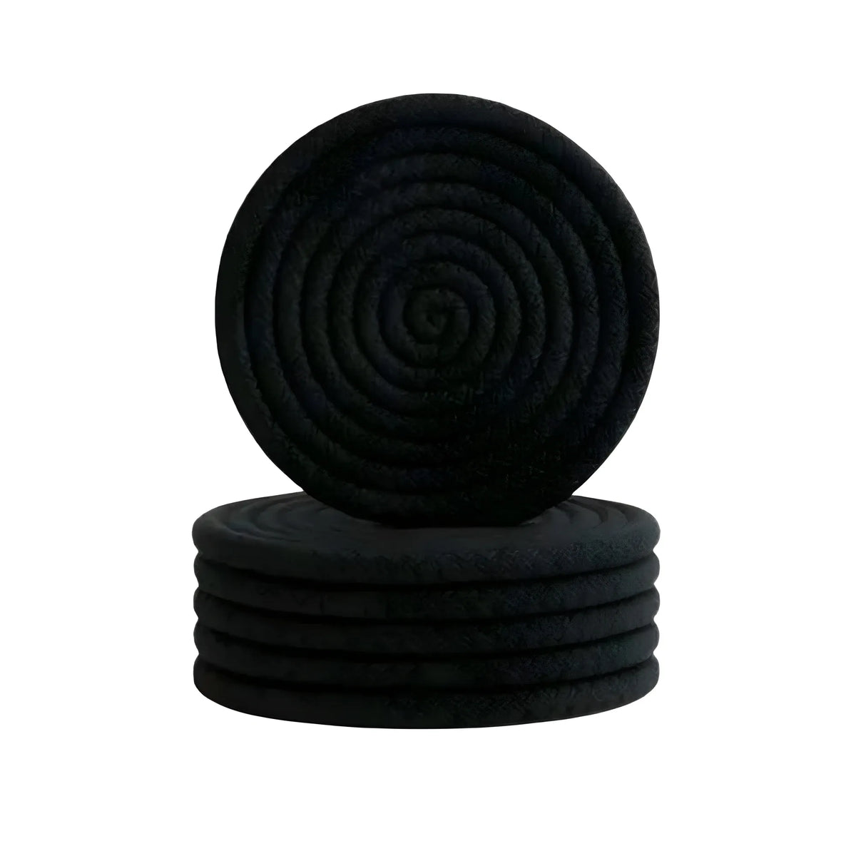 Cotton Rope Drink Coasters 6 Pcs Set (Black)