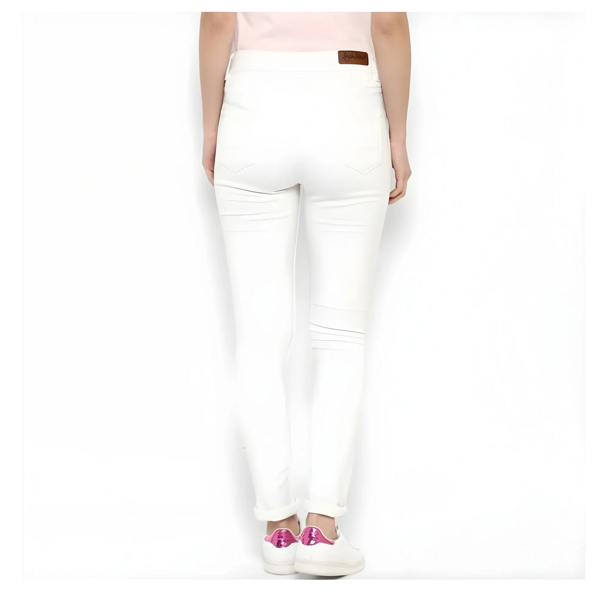Women's Denim Solid Buttoned Jeans (white) | Women Signature Collection