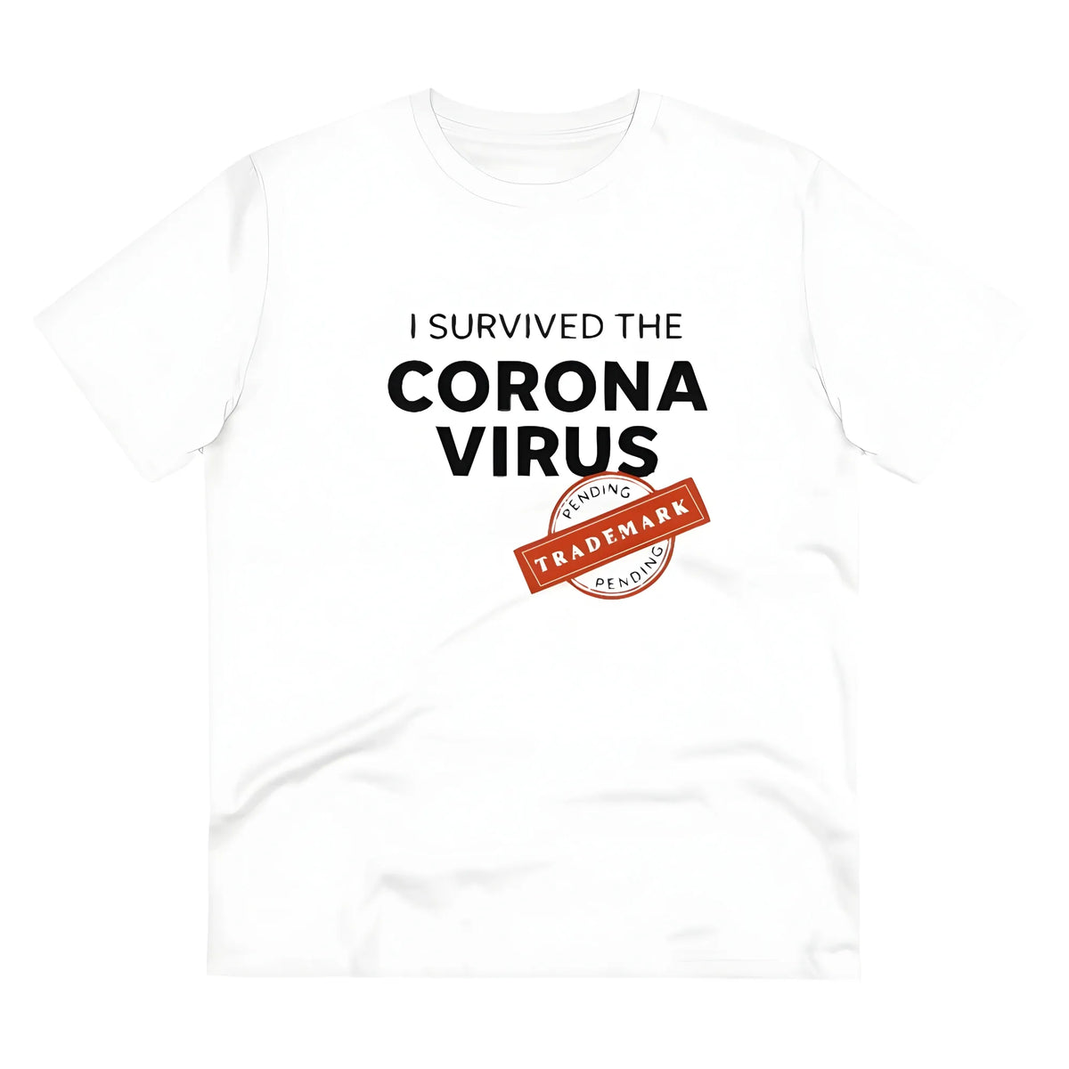 Men's PC Cotton I Survived Corona Virus Printed T Shirt (Color: White, Thread Count: 180GSM)