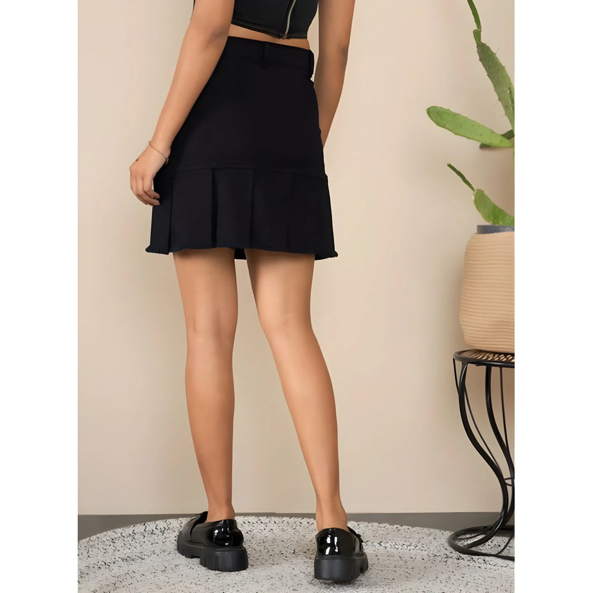 Women's Denim Washed Buttoned Skirt (black) | Women Signature Collection