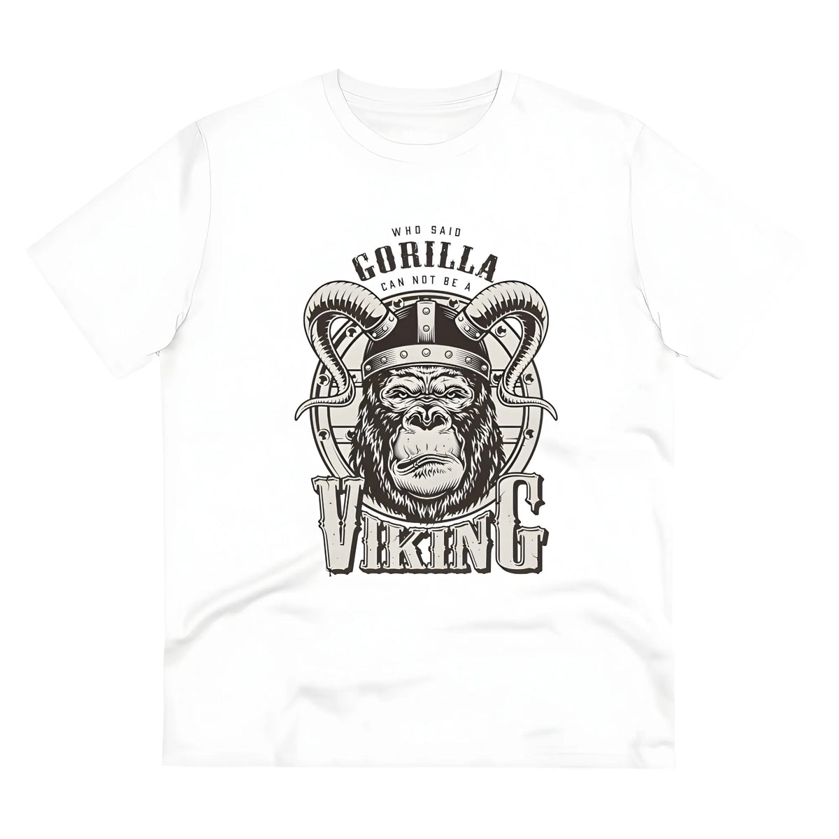 Men's PC Cotton Gorila Desing Printed T Shirt (Color: White, Thread Count: 180GSM)