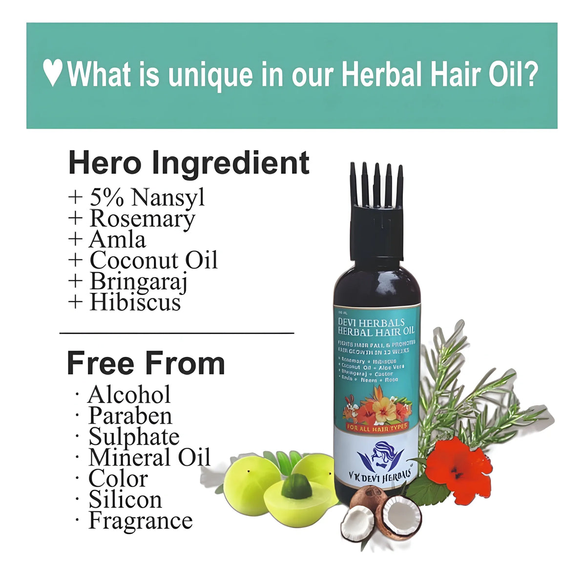 Devi Herbels Rosemary Herbal 100 ML Hair Oil - Men's And Women's Hair Growth Oil