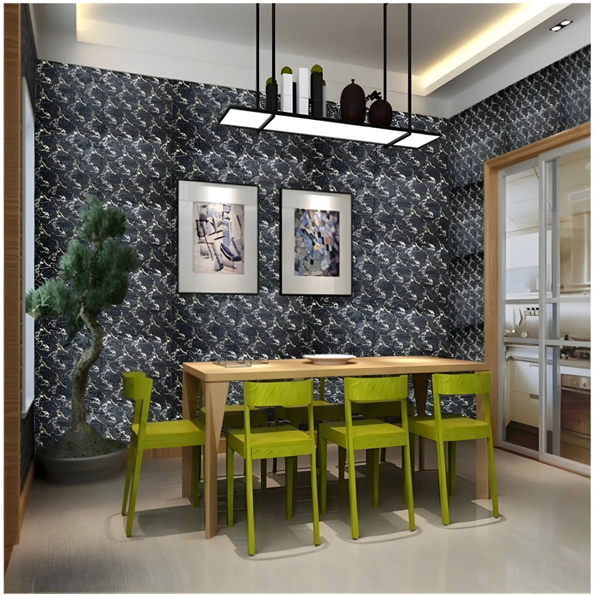 Pack Of 3_Fancy 3D Wall Decor – Stylish Black Decorative Wall Art (Color: Assorted )