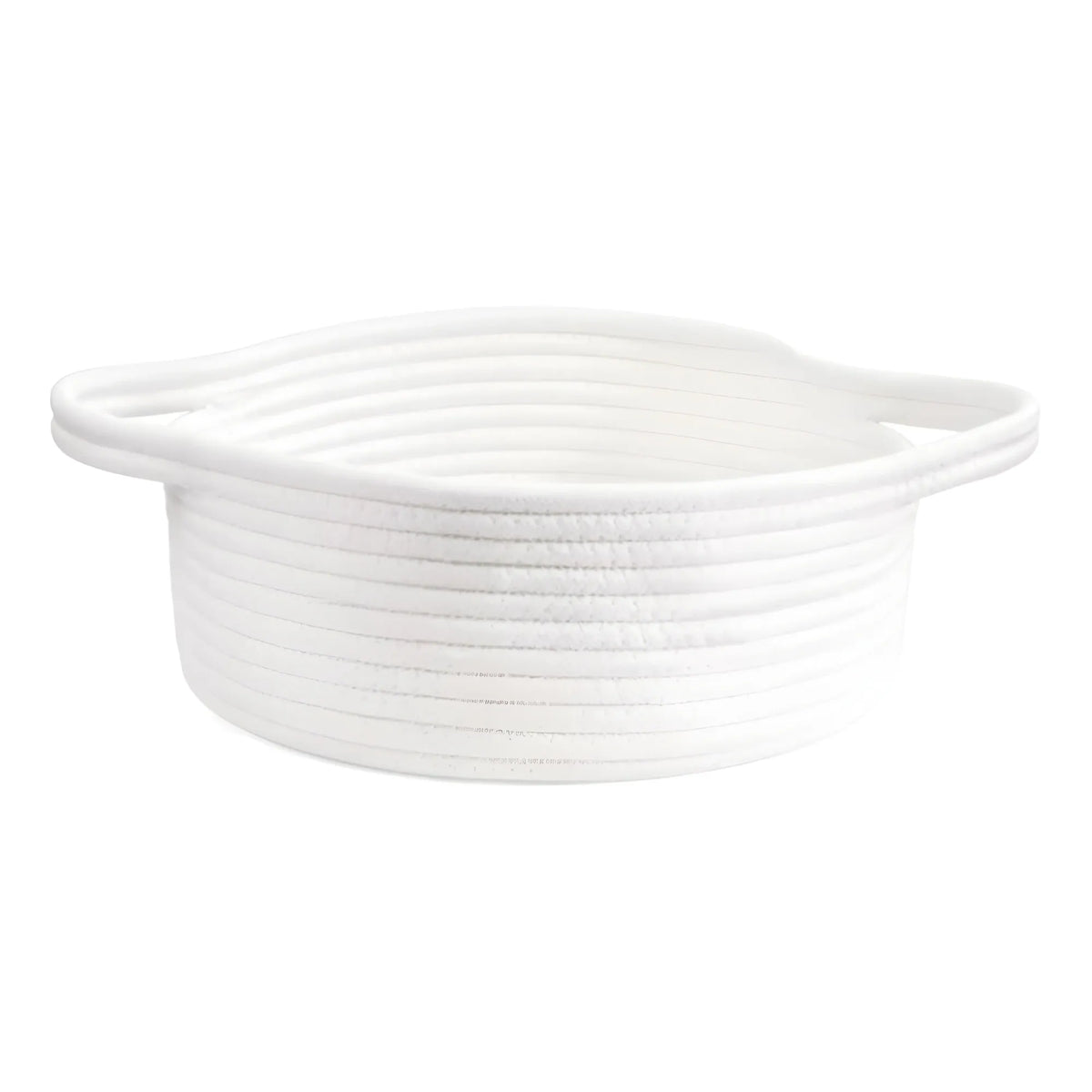 Cotton 8x3 Inch Round Bedside Organizer With Out Lid (White)