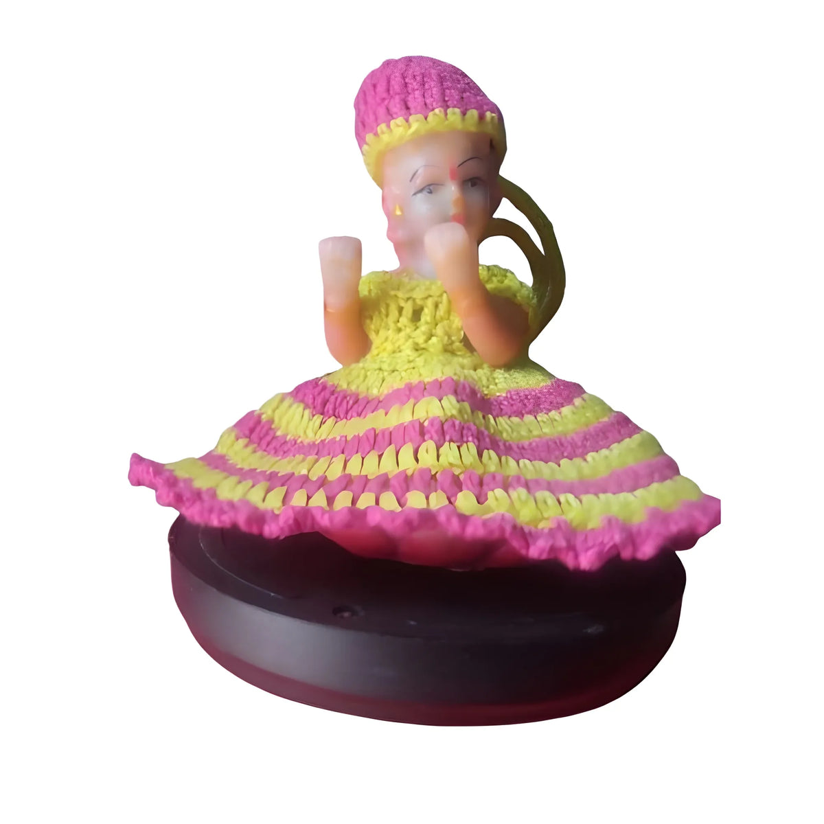 Laddu Gopal Tharad Dress Size: 0 To 6 (Pink-Yellow)
