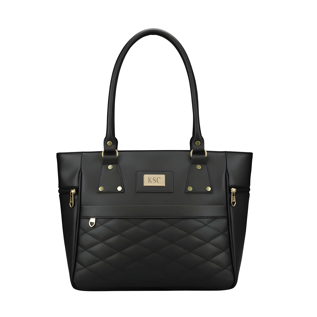 Women's PU Leather Solid Shoulder Zipper Handbag (Black)