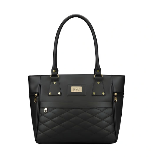 Women's PU Leather Solid Shoulder Zipper Handbag (Black)