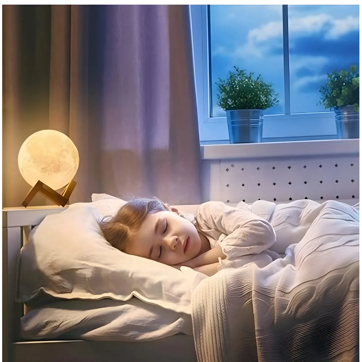 Plastic 3D Moon Night Lamp (Multicolor )
