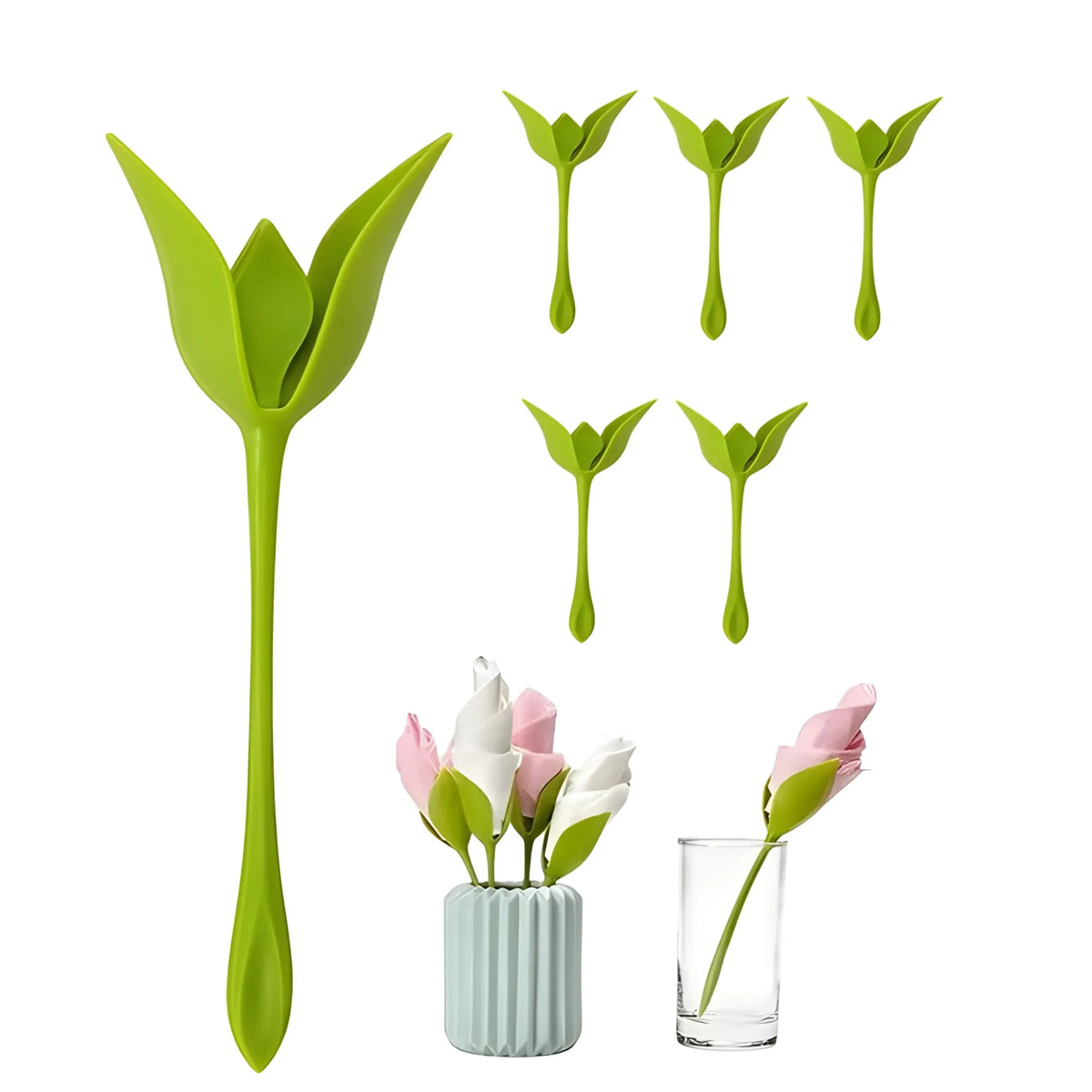 Plastic Flower Napkin Holder (Green)
