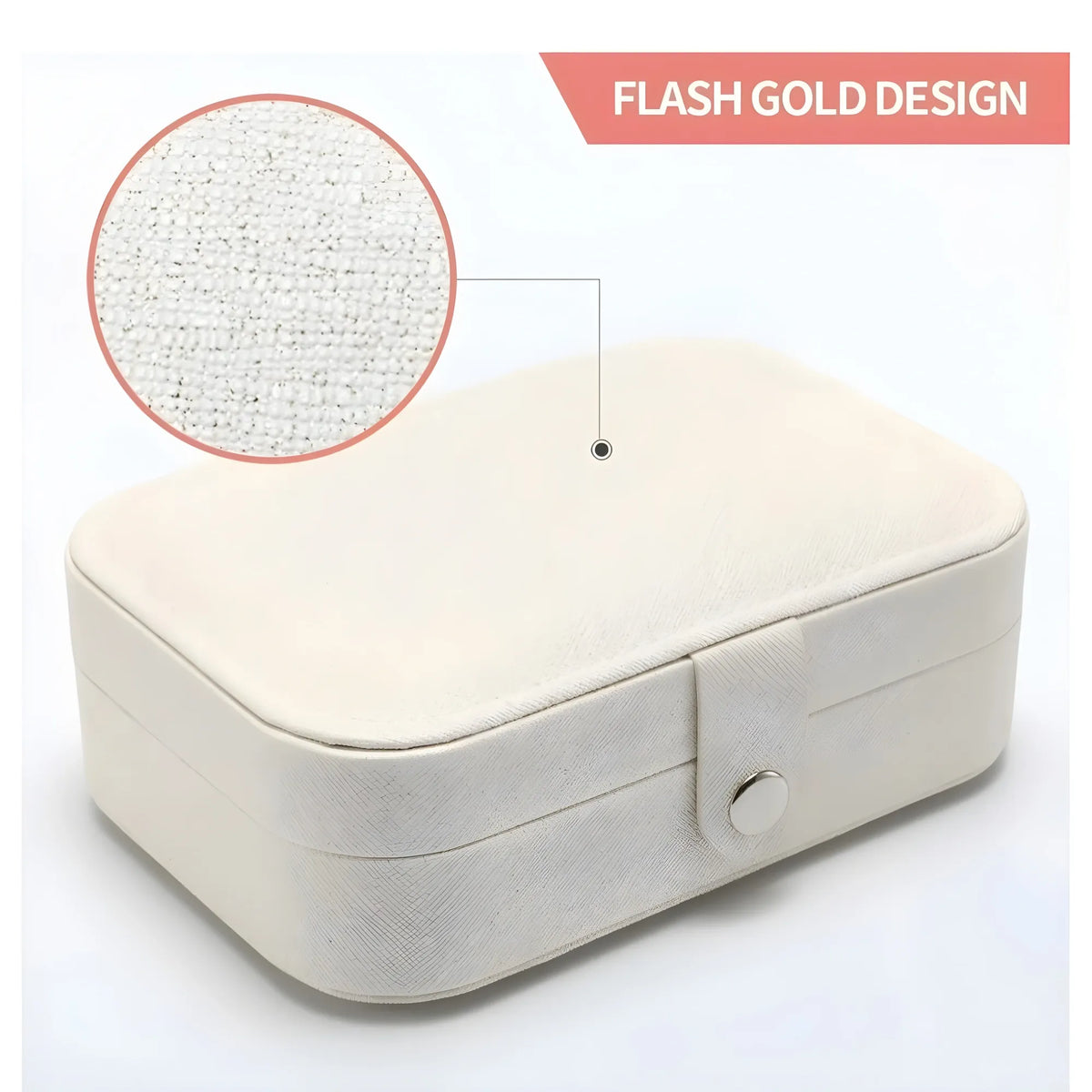 PU Leather Solid Jewelry Storage Box (White-Cream)
