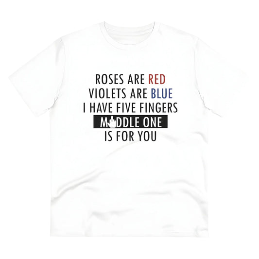 Men's PC Cotton Roses Are Red Printed T Shirt (Color: White, Thread Count: 180GSM)