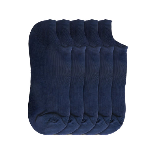 5 Pairs Unisex Casual Cotton Blended Solid Ankle length Socks (Navy)