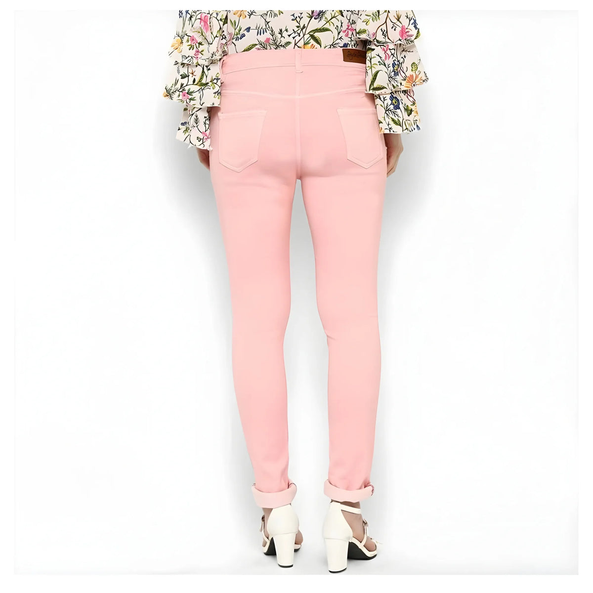 Women's Denim Solid Buttoned Jeans (pink) | Women Signature Collection