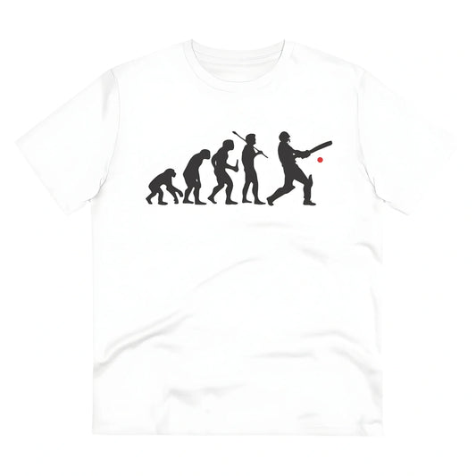 Men's PC Cotton Cricket Design Printed T Shirt (Color: White, Thread Count: 180GSM)