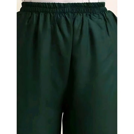 Women's Casual Rayon Solid Ankle Length Palazzo (Green, Free Size)