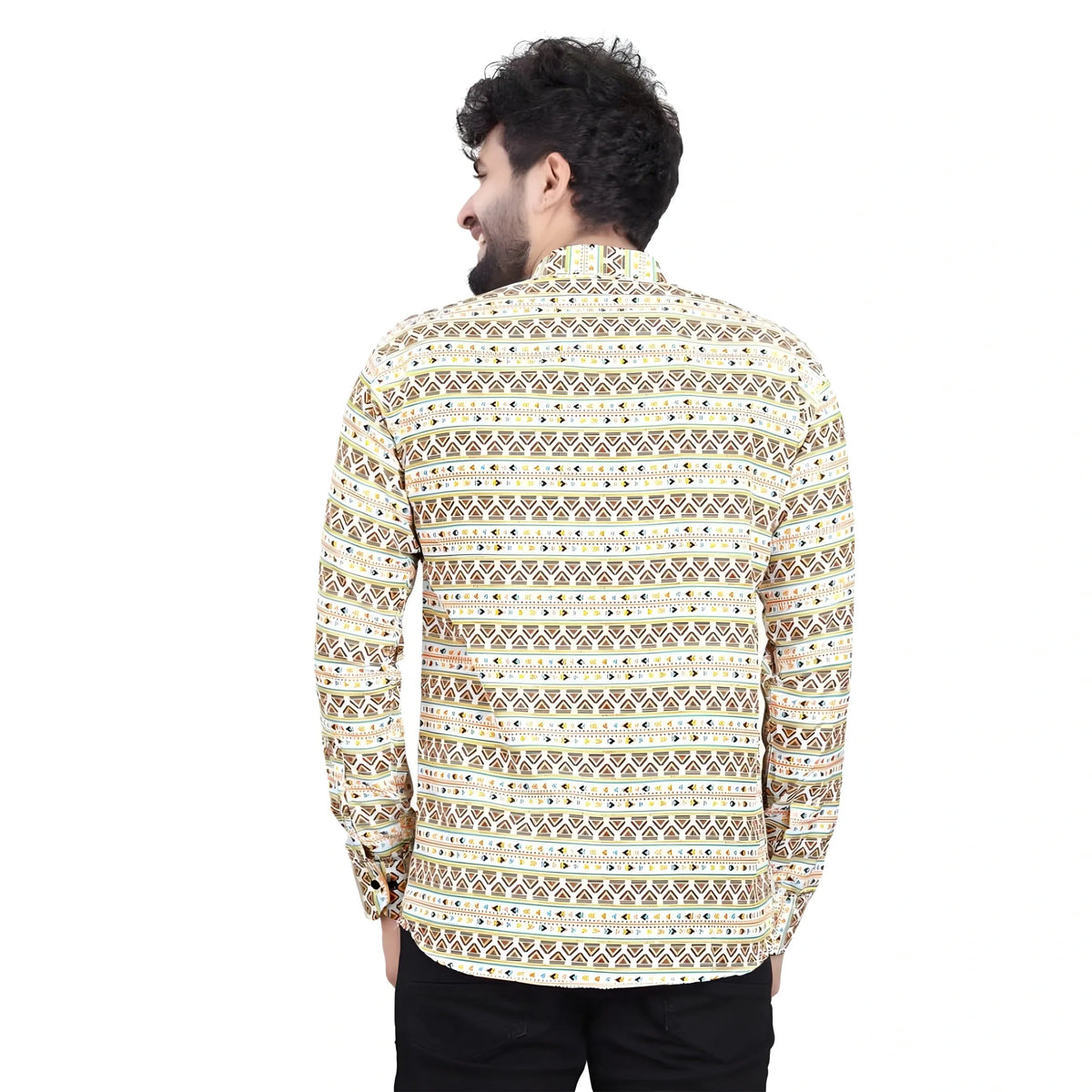 Men's Cotton Blended Printed Full Sleeve Shortkurta (Multicolor)