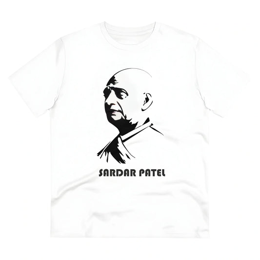 Men's PC Cotton Sardar Patel Printed T Shirt (Color: White, Thread Count: 180GSM)