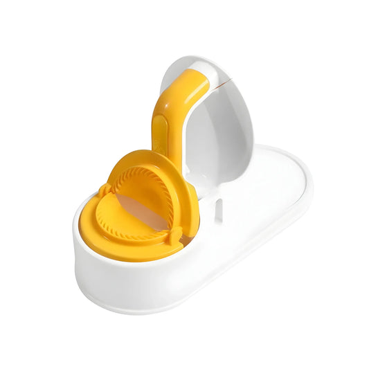 Plastic Solid Dumpling Maker Mold Press (Yellow-White)