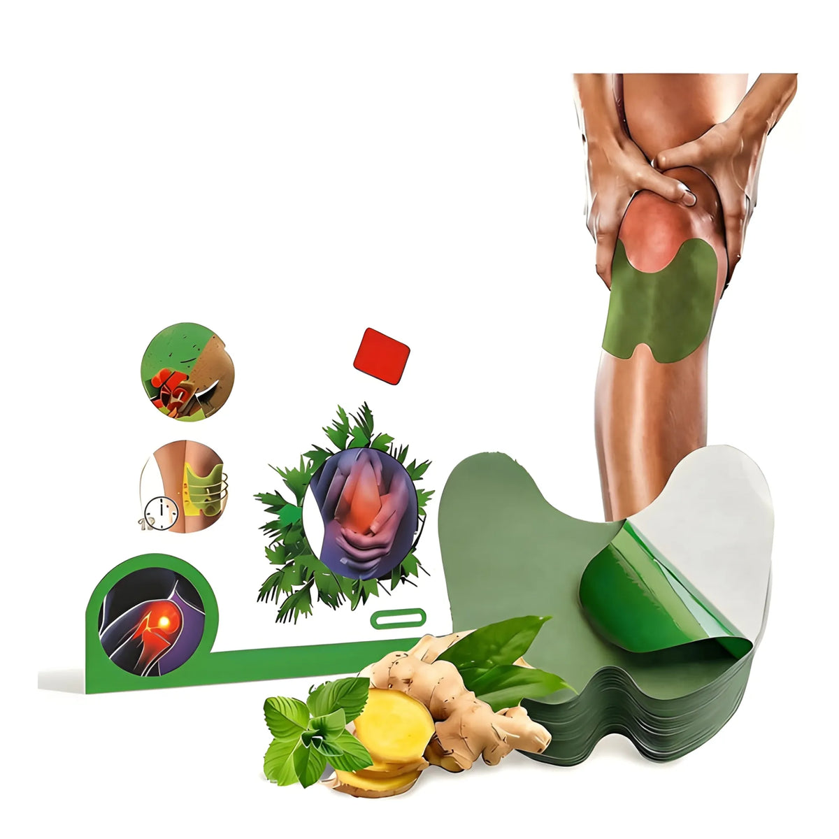 Natural Fabric Knee Patch 10 Pieces Set (Green)