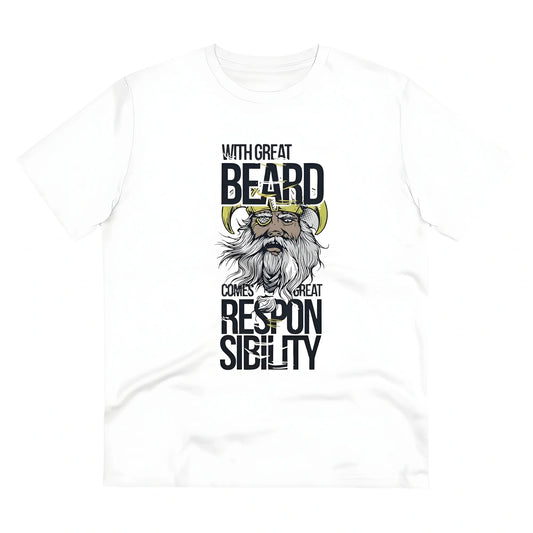 Men's PC Cotton With Great Beard Comes Printed T Shirt (Color: White, Thread Count: 180GSM)