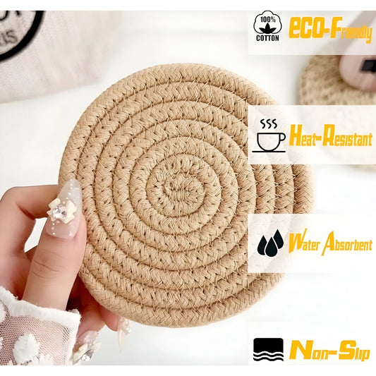 Cotton Rope Drink Coasters 6 Pcs Set (Multicolor)