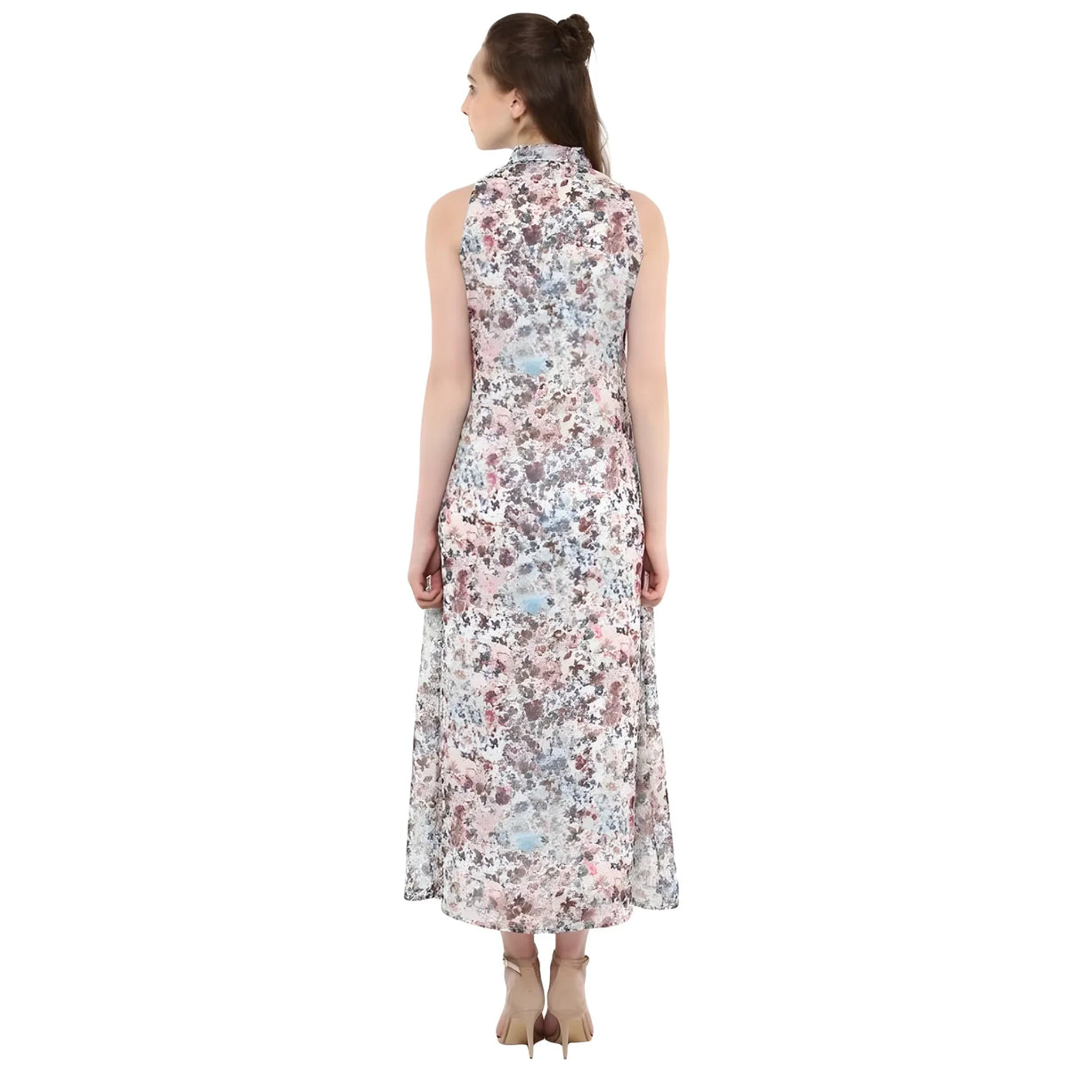 Women's Polyester Chiffon Printed Sleeveless Dress (multicolor) | Women Signature Collection