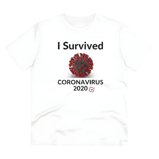 Men's PC Cotton I Survived Corornavirus 2020 Printed T Shirt (Color: White, Thread Count: 180GSM)