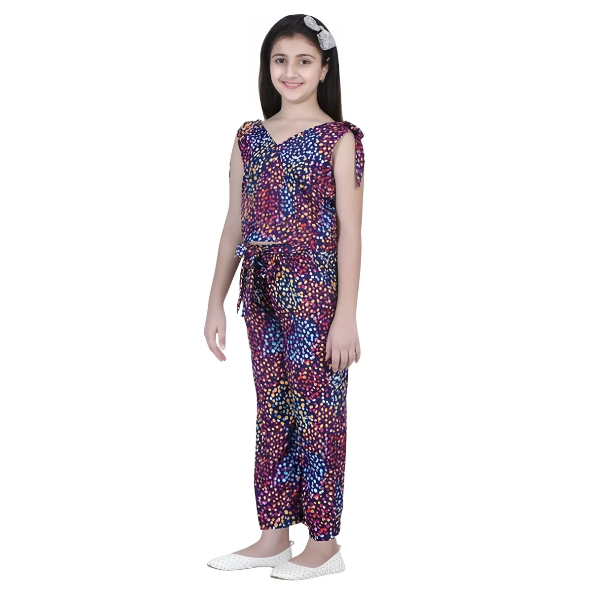 Girl's Polyester Crepe Floral Short Sleeve Set (multicolor) | Kids Signature Collection