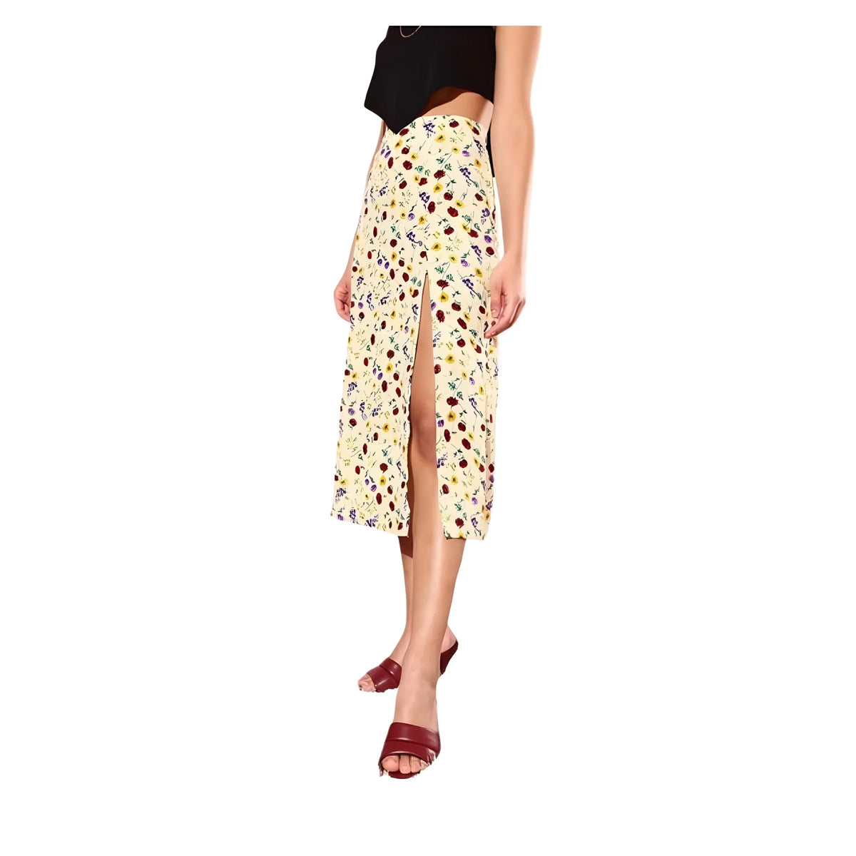 Women's Polyester Floral Side Zip Skirt (multicolor) | Women Signature Collection
