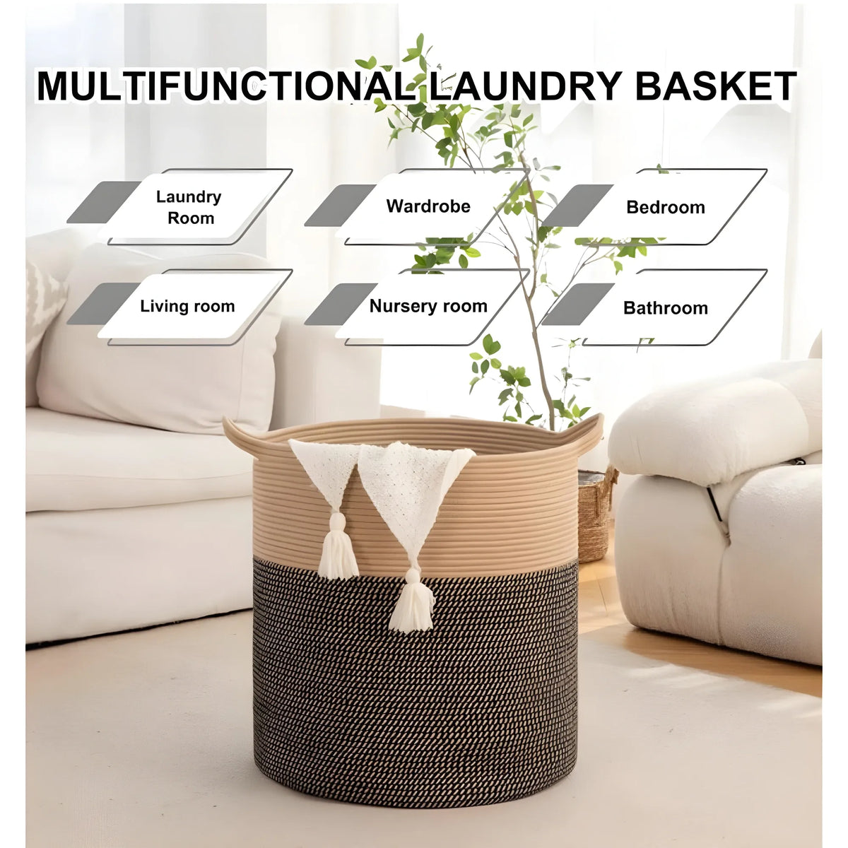 Cotton 12x14 Inch - Mix Storage Basket For Clothes With Out Lid (Dark-Brown)