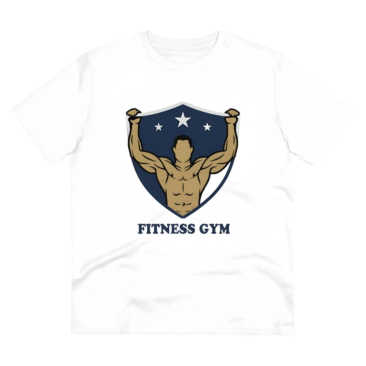 Men's PC Cotton Fittnes Gym Printed T Shirt (Color: White, Thread Count: 180GSM)