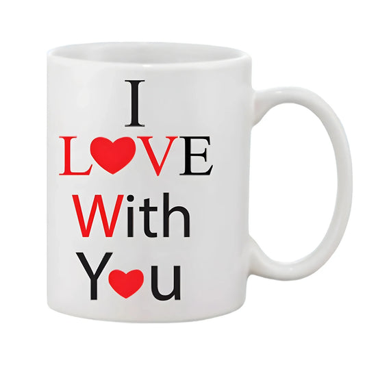 Printed Ceramic Coffee Mug - 1 Pieces, White, 11oz