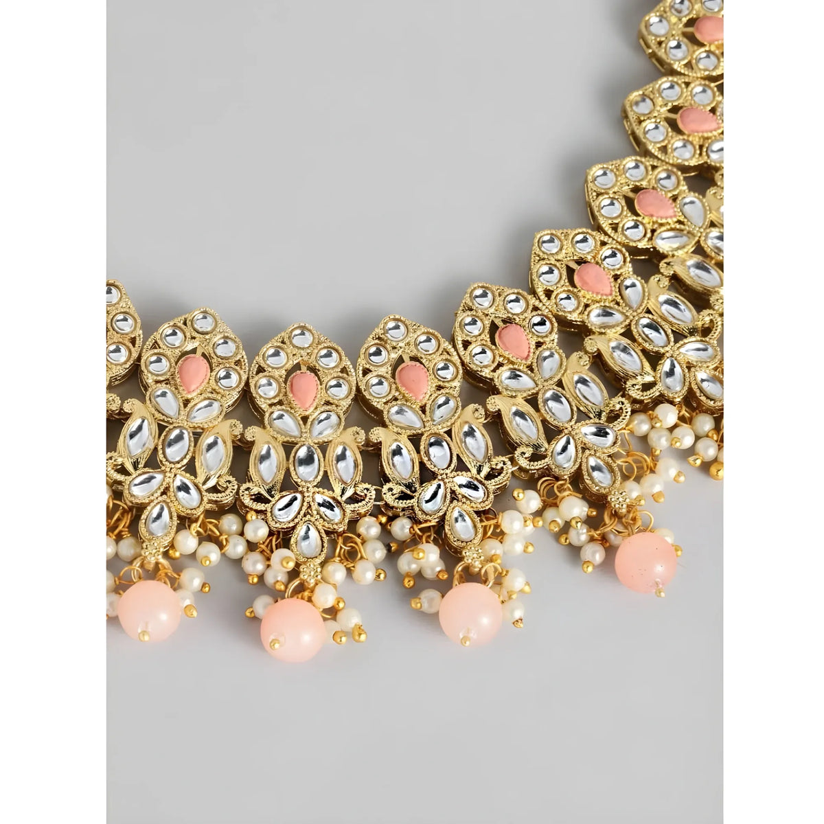 Women's Rose Gold Plated Alloy Necklace &amp; Earings Set (Pink)