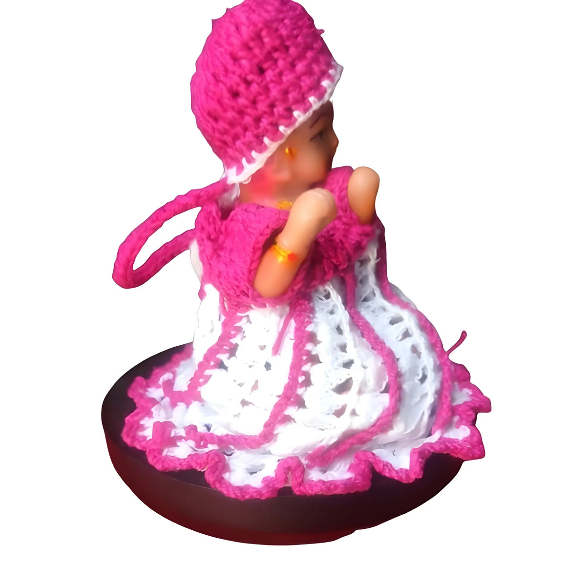Laddu Gopal Tharad Dress Size: 0 To 6 (Pink-White)