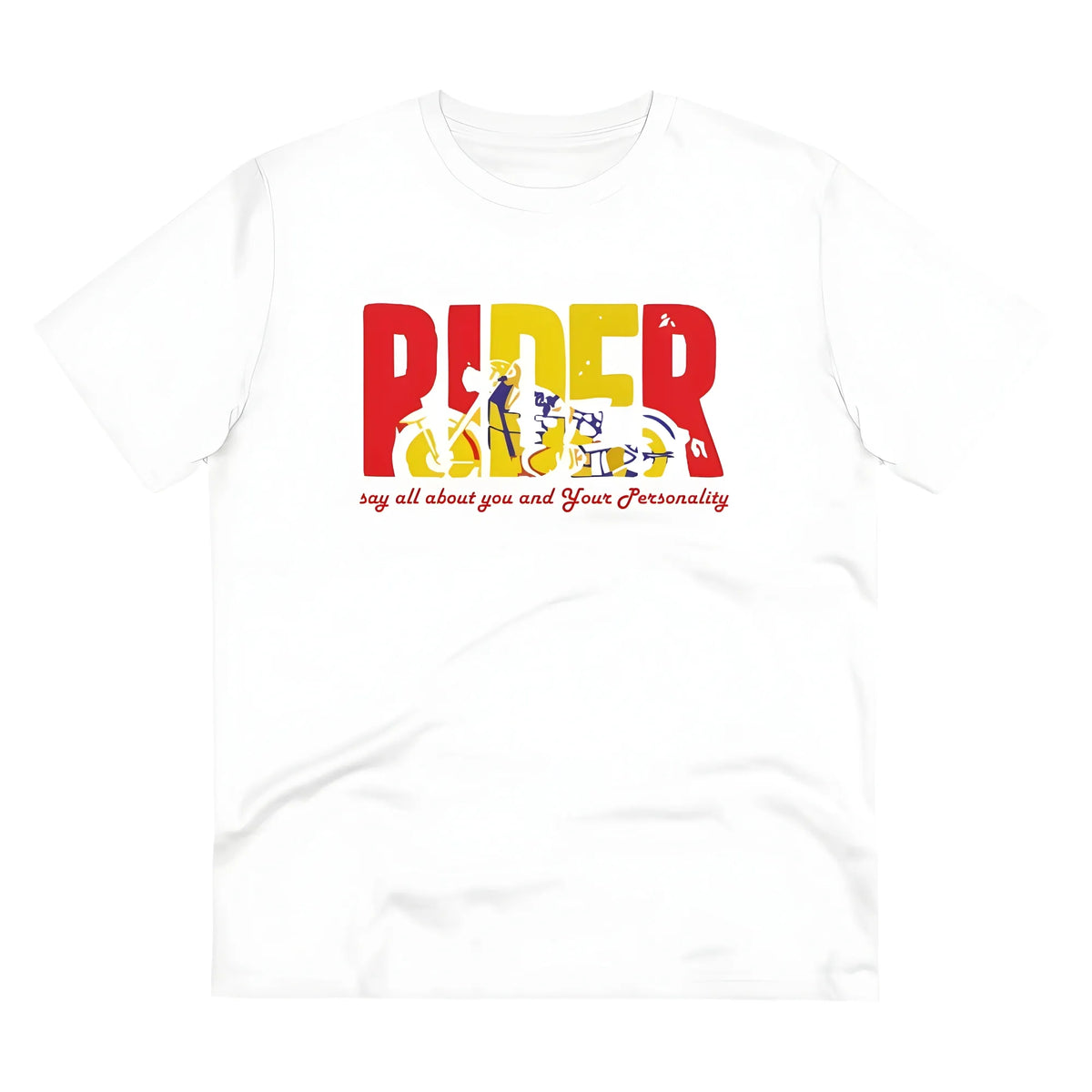 Men's PC Cotton Bike Ride Design Printed T Shirt (Color: White, Thread Count: 180GSM)