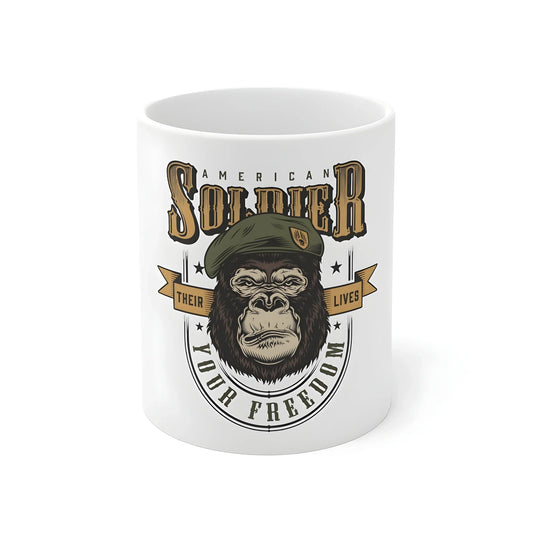 Ceramic Gorila Desing Printed Coffee Mug (Color: White, Capacity:330ml)