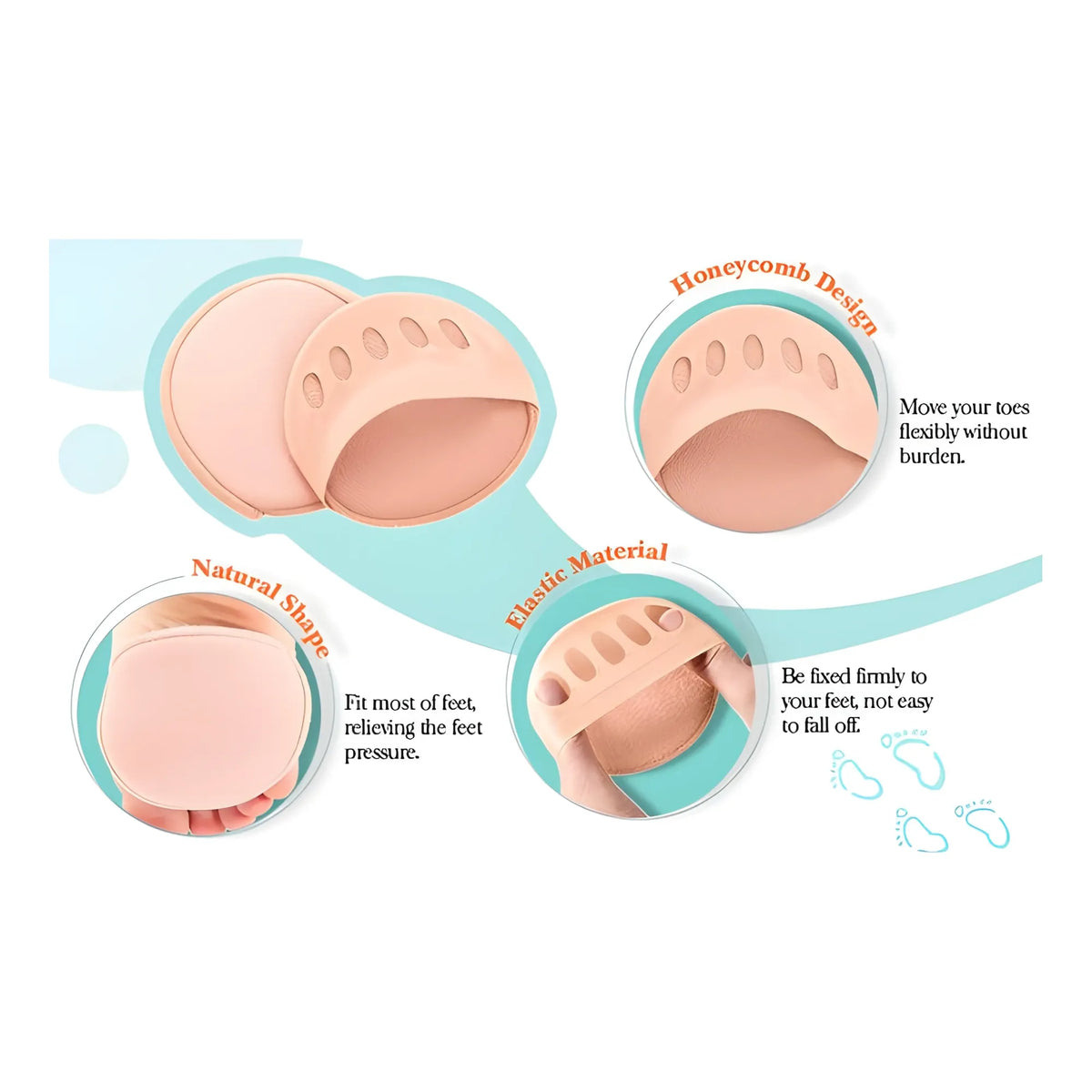 Pack of 2 Honeycomb Fabric Forefoot Pads (Beige)