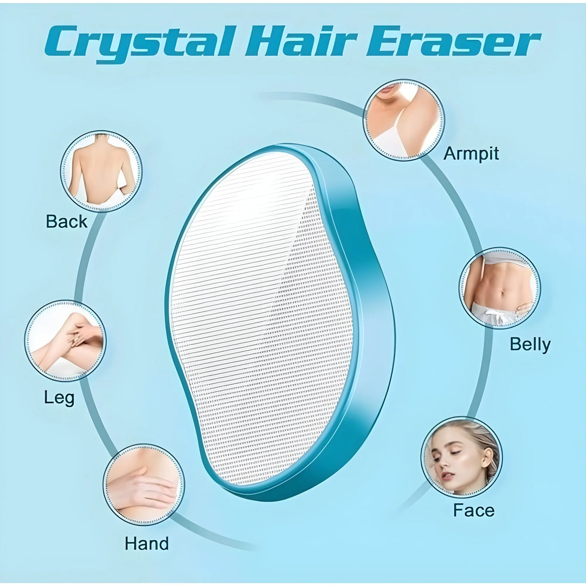 Pack of 3 Crystal Painless Hair Eraser (Blue)
