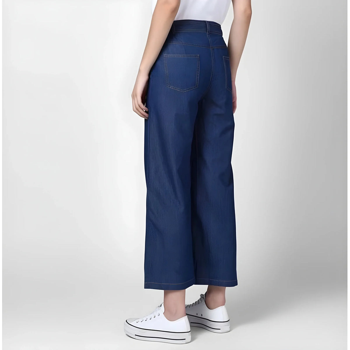 Women's Denim Solid Elasticated Trousers (blue) | Women Signature Collection