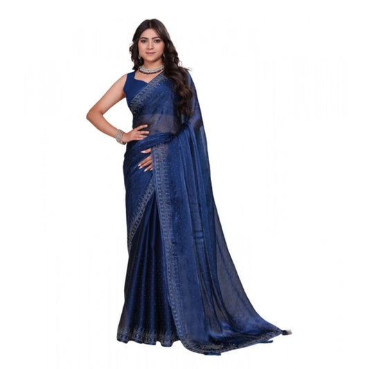 Azure Calla Jimmy Choo Embellished Bollywood Saree with Unstitched Blouse 5.5 m