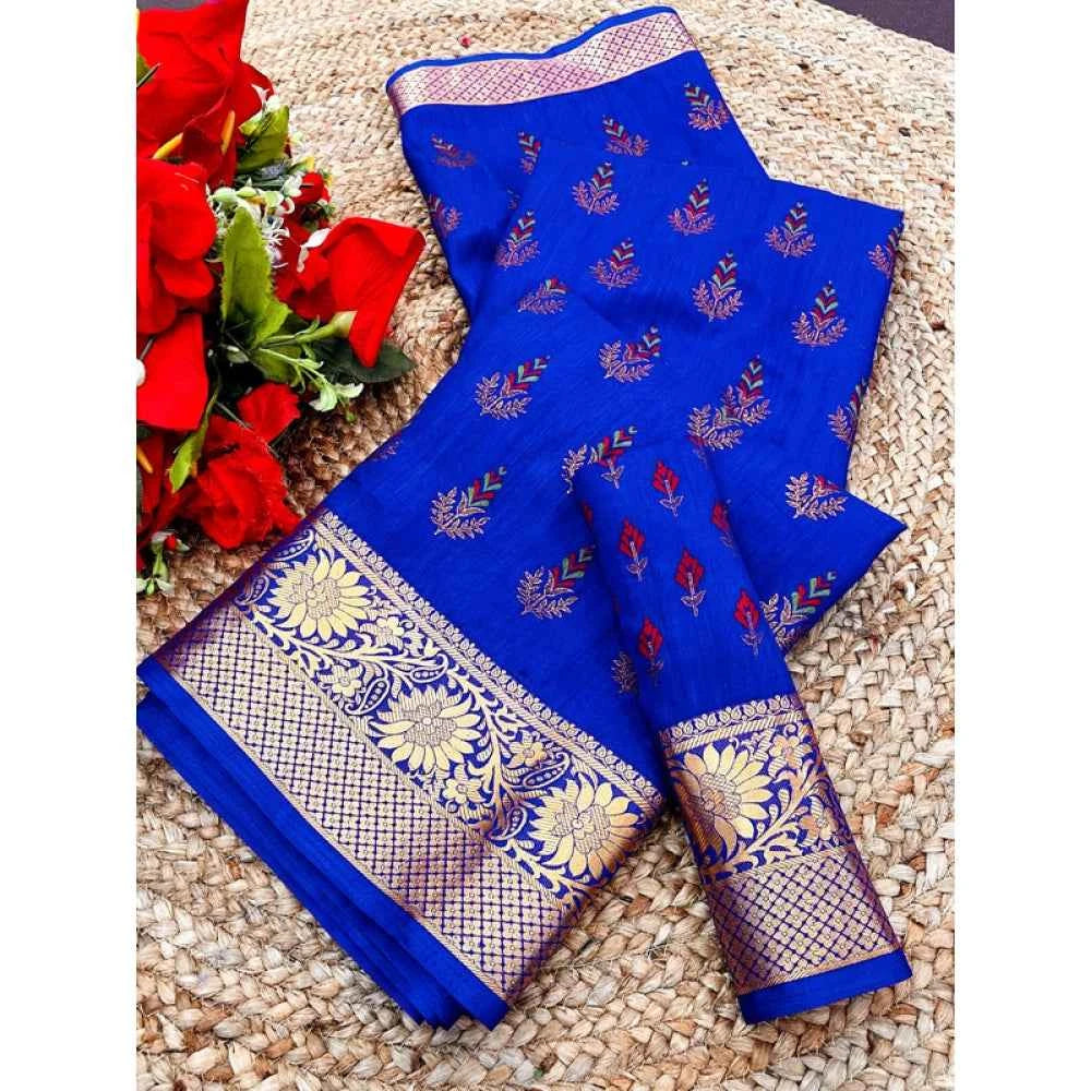 Azure Ayesha Digital Dolla Silk Saree with Unstitched Blouse 5.5 m