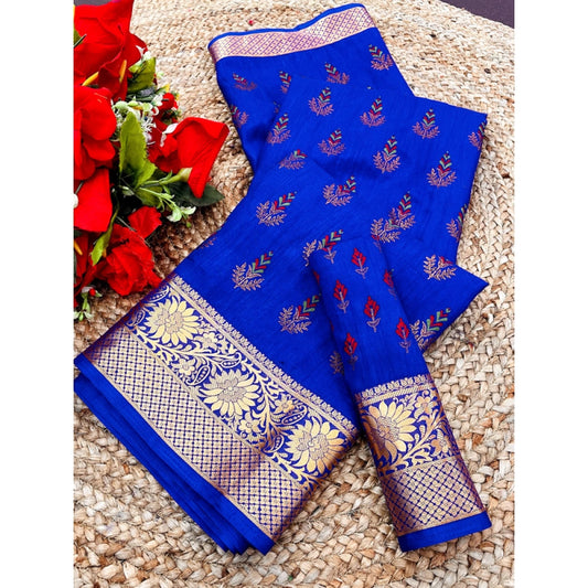 Azure Ayesha Digital Dolla Silk Saree with Unstitched Blouse 5.5 m