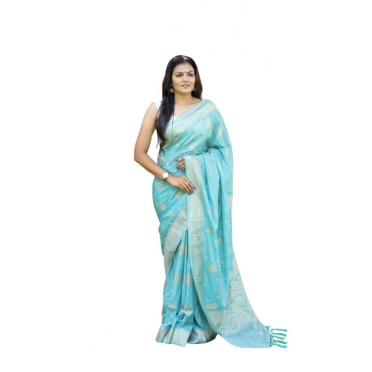 Azure Amaya Soft Lichi Silk Saree with Unstitched Blouse 5.5 m