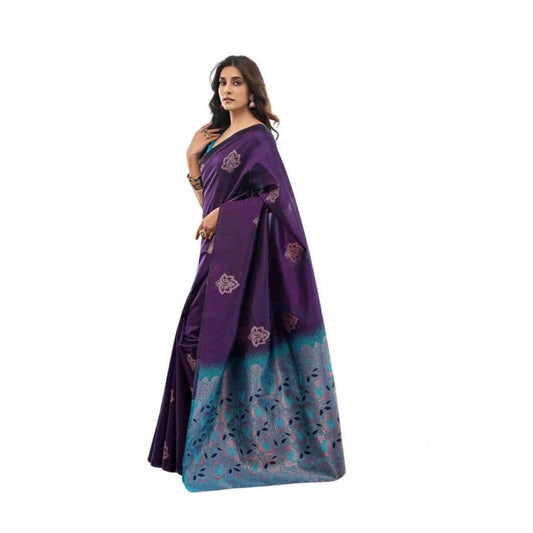 Azure Aria Soft Lichi Silk Saree with Unstitched Blouse 5.5 m