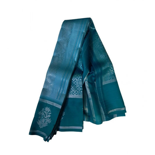Women's Soft Silk Wooven Saree With Unstitched Blouse 5.5mtr (teal Blue) | Women Signature Collection