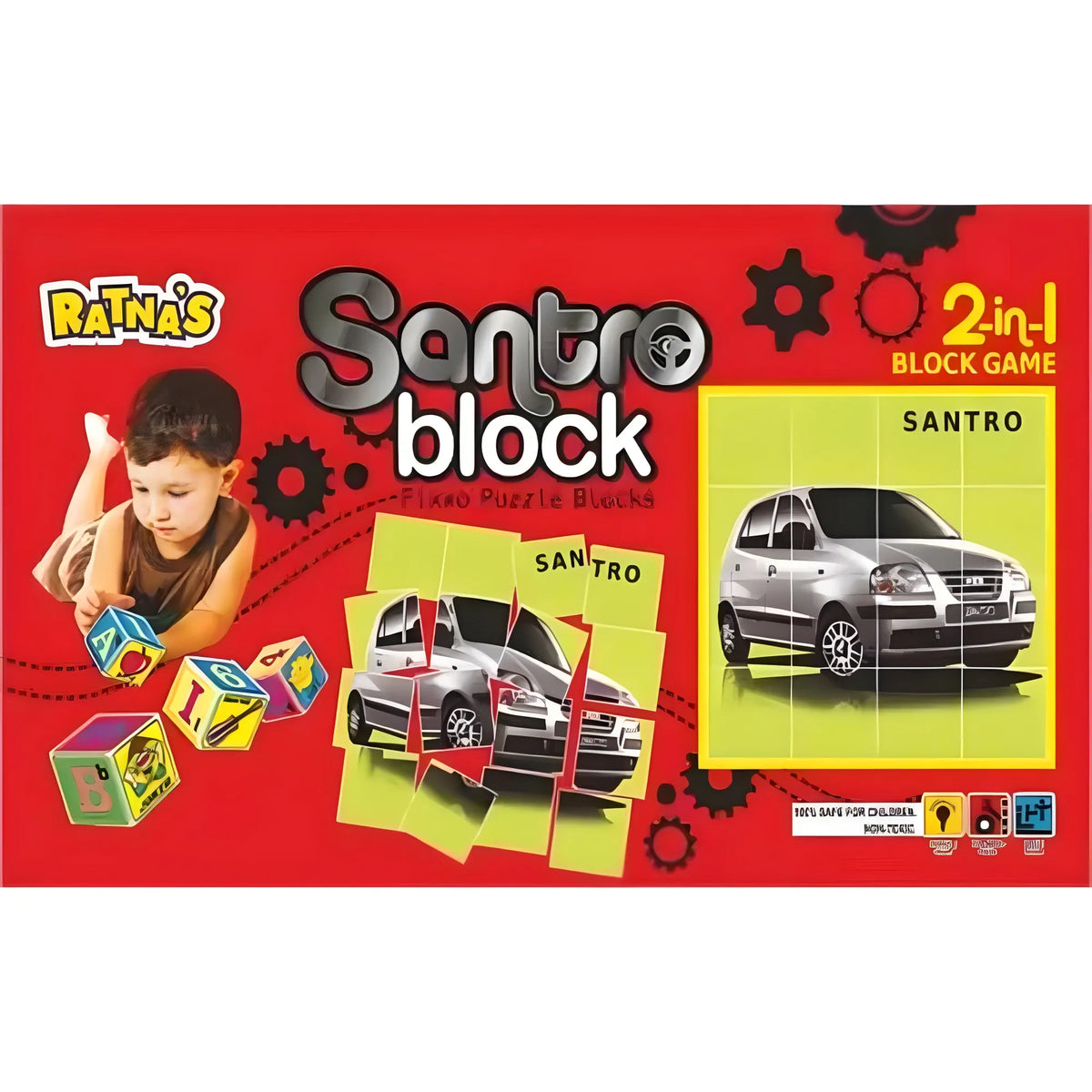2 In 1 Santro Puzzle And Blocks | Cardboard | Educational Toys | 3+ Years