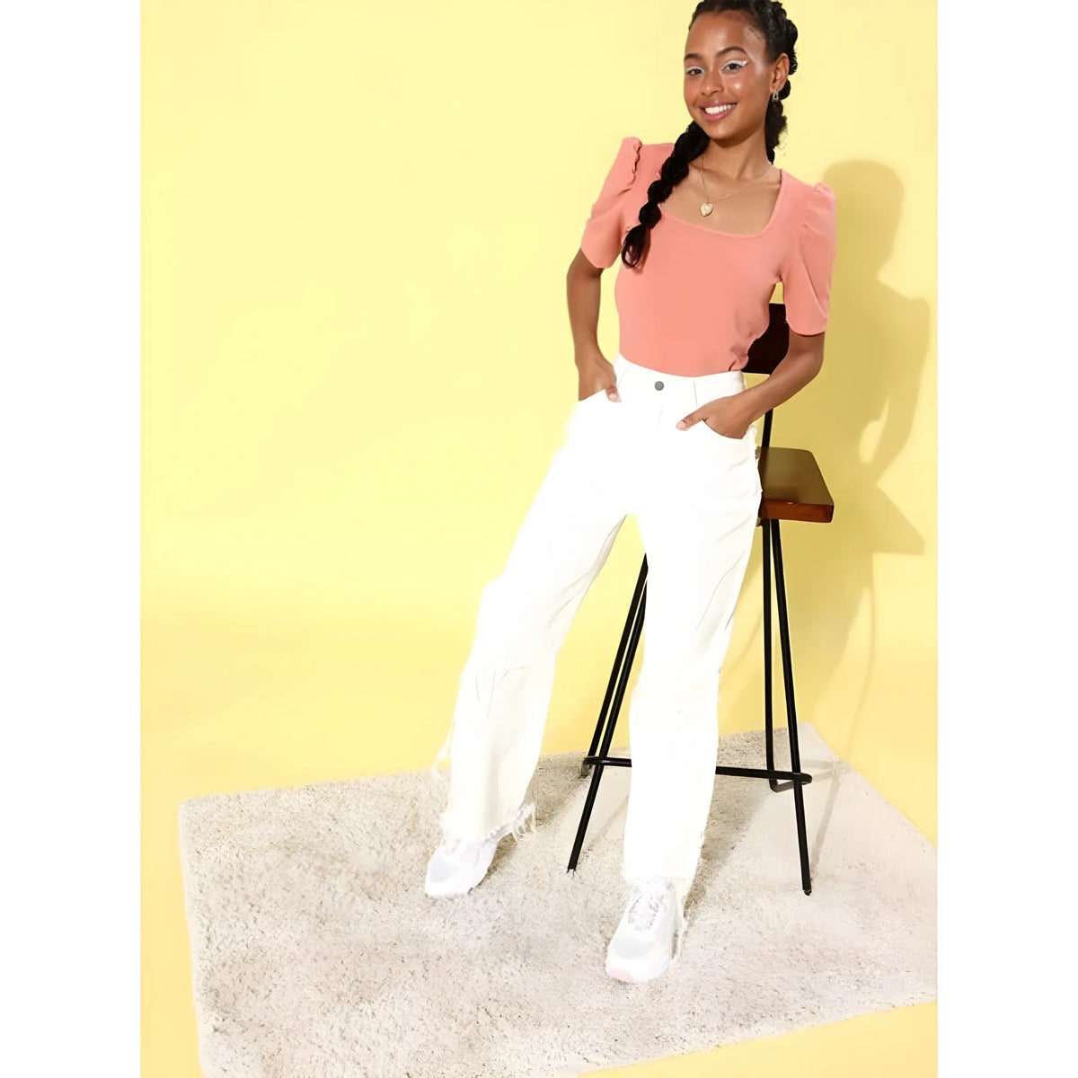 Women's Polyester Lycra Solid Short Sleeve Top (Pink)