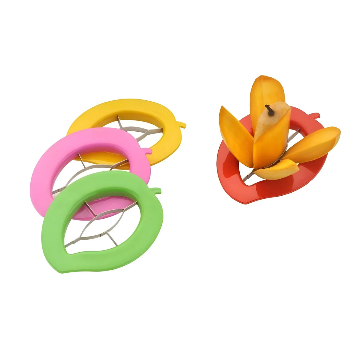 Pack of 5_Mango Cutter And Slicer Tool – with Stainless Steel Blades (Color: Assorted )