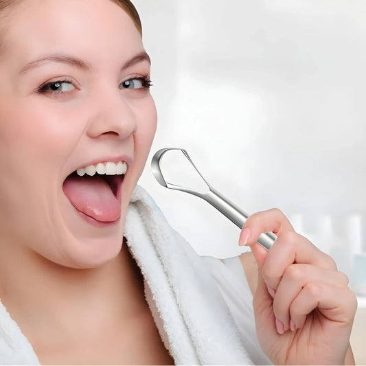 Pack of 2 Stainless Steel Tongue Scraper (Silver)