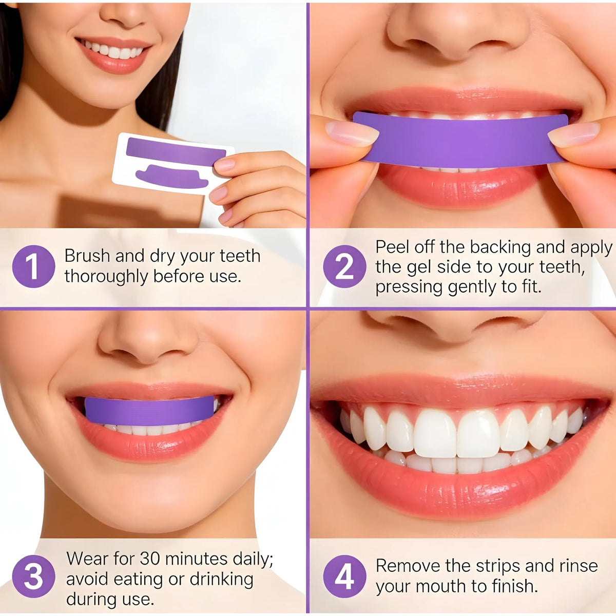 Fluoride Free Teeth Whitening Strips 7 Pieces Set (Purple)